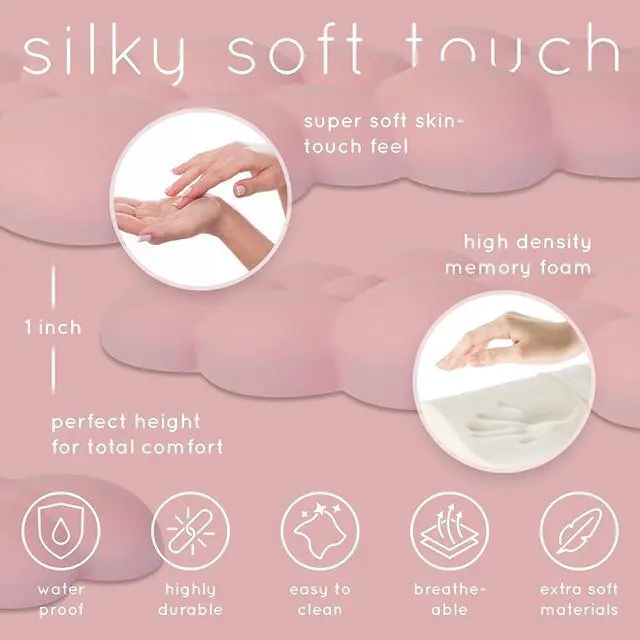 Alt view image 6 of 7 - Pink Cloud Keyboard Wrist Rest Create-ables Qloud Pink Wrist Rest for Computer Keyboard and Mouse, Ergonomic Memory Foam Wrist Pad with Non-Slip Base, Includes Cloud Mouse Pad