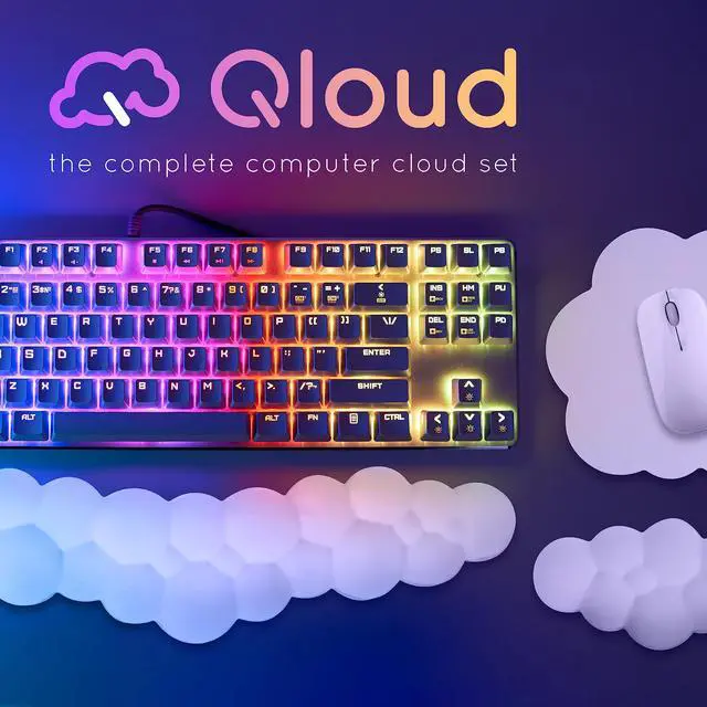 Alt view image 7 of 7 - Pink Cloud Keyboard Wrist Rest Create-ables Qloud Pink Wrist Rest for Computer Keyboard and Mouse, Ergonomic Memory Foam Wrist Pad with Non-Slip Base, Includes Cloud Mouse Pad