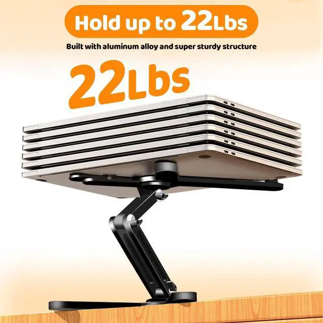 Alt view image 7 of 7 - Laptop Stand with 360 Rotating Base, Computer Notebook Laptop Riser Metal Holder for Desk Collaborative Work, Fully Foldable for Easy Storage, Fits All MacBook, Laptops up to 16 inches, Black