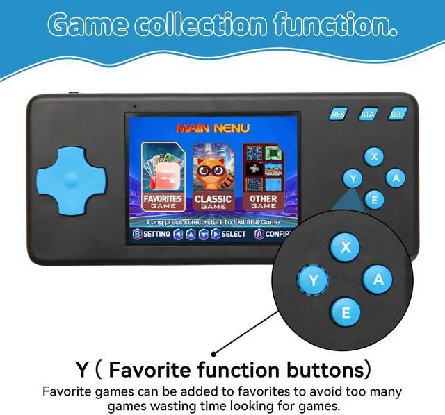 Alt view image 3 of 7 - 32 Bit Handheld Game Console for Kids Adults, Preloaded 300 Retro Video Games, 3.0" Color Display Rechargeable Portable Gaming Player, Mini Electronic Travel Toy Gift for Boys Girls (Black2)