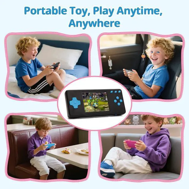 Alt view image 4 of 7 - 32 Bit Handheld Game Console for Kids Adults, Preloaded 300 Retro Video Games, 3.0" Color Display Rechargeable Portable Gaming Player, Mini Electronic Travel Toy Gift for Boys Girls (Black2)