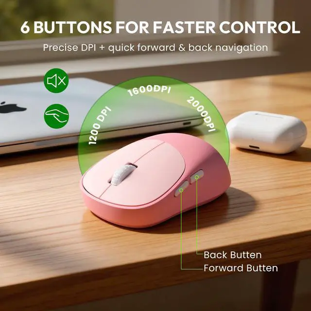 Alt view image 5 of 7 - Wireless Keyboard and Mouse Combo, Typewriter Keyboard with Detachable Wrist Rest, Full-Size Retro Round Keycaps, Smart-Sleep, 2.4GHz Stable Connection for Mac/Windows/PC, Trueque(Rose Mist Pink)