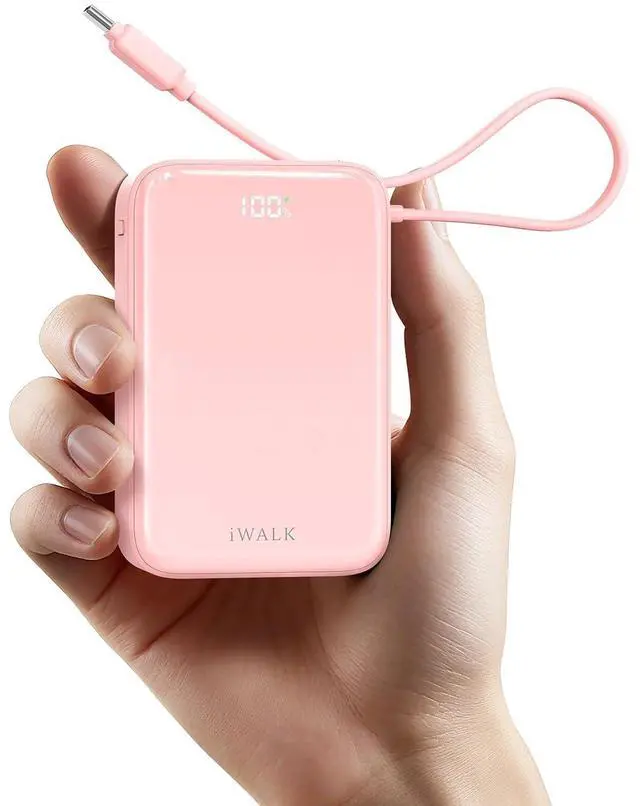 Main image of Portable Charger, 10000mAh 45W PD Power Bank, USB C in&Out Fast Charging Battery Pack with Phone Stand, Travel Essential Powerbank for iPhone 17 16 15 14 13 12 Samsung S25 MacBook etc,Pink