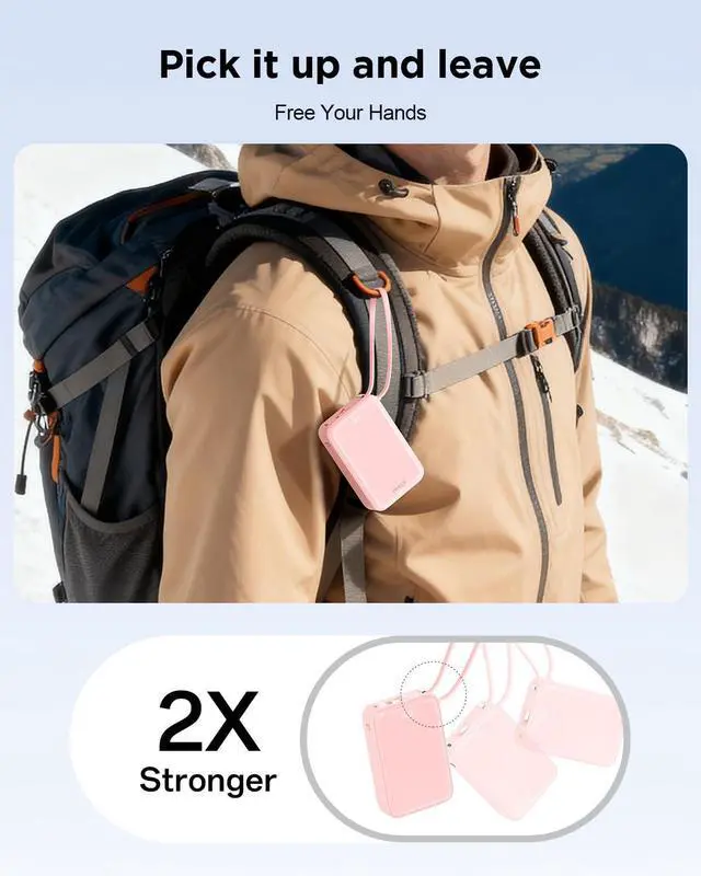 Alt view image 7 of 7 - Portable Charger, 10000mAh 45W PD Power Bank, USB C in&Out Fast Charging Battery Pack with Phone Stand, Travel Essential Powerbank for iPhone 17 16 15 14 13 12 Samsung S25 MacBook etc,Pink