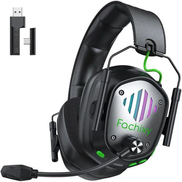Main image of VK81 Wireless Gaming Headset for PS5, PC, PS4, Switch and Mobile, 2.4GHz USB/Type-C Low Latency Connection, Bluetooth 5.4 Headset with ENC Mic, 50mm Drivers, RGB
