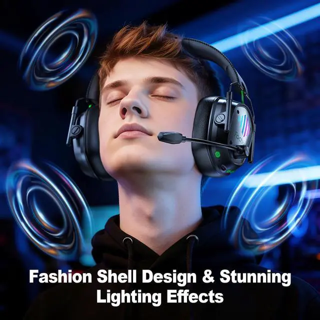 Alt view image 6 of 7 - VK81 Wireless Gaming Headset for PS5, PC, PS4, Switch and Mobile, 2.4GHz USB/Type-C Low Latency Connection, Bluetooth 5.4 Headset with ENC Mic, 50mm Drivers, RGB