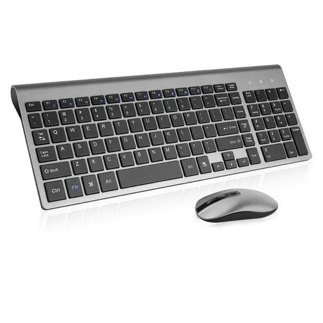 Main image of Wireless Keyboard and Mouse Combo, Compact Silent Ergonomic Scissor Switch Keyboard and Optical Mouse Set, 2.4G Lag-Free Cordless Keyboard Mice for Computer, Mac, Laptop, PC, Windows - Grey