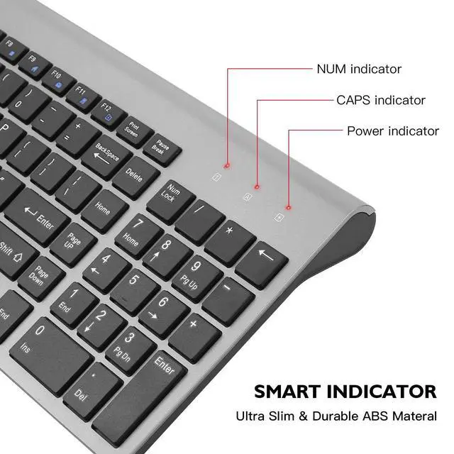 Alt view image 3 of 6 - Wireless Keyboard and Mouse Combo, Compact Silent Ergonomic Scissor Switch Keyboard and Optical Mouse Set, 2.4G Lag-Free Cordless Keyboard Mice for Computer, Mac, Laptop, PC, Windows - Grey