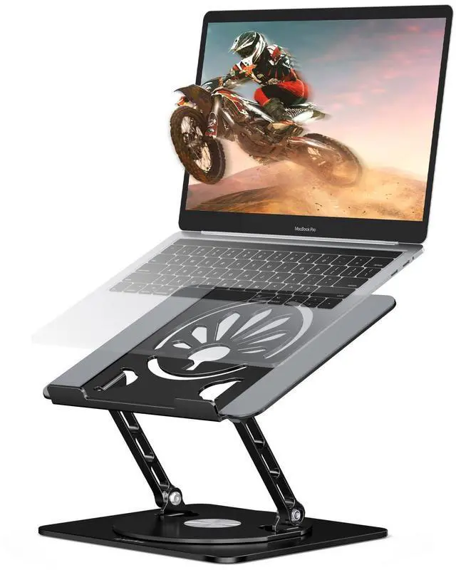 Main image of Adjustable Laptop Stand for Desk-360° Rotating Base Aluminum Laptop Riser,Ergonomic Computer Stand for Office Home MacBook Pro/Air Dell HP up to 16'',Black