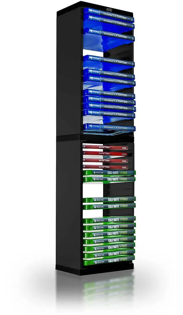 Main image of Game Storage Tower Stores 36 Games or Blu-Ray Disks Game Holder Rack for PS4, PS5, Xbox One, Xbox Series X/S Games and Blu-Ray Discs (Black)