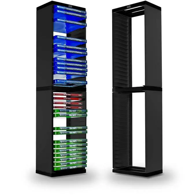 Alt view image 2 of 7 - Game Storage Tower Stores 36 Games or Blu-Ray Disks Game Holder Rack for PS4, PS5, Xbox One, Xbox Series X/S Games and Blu-Ray Discs (Black)