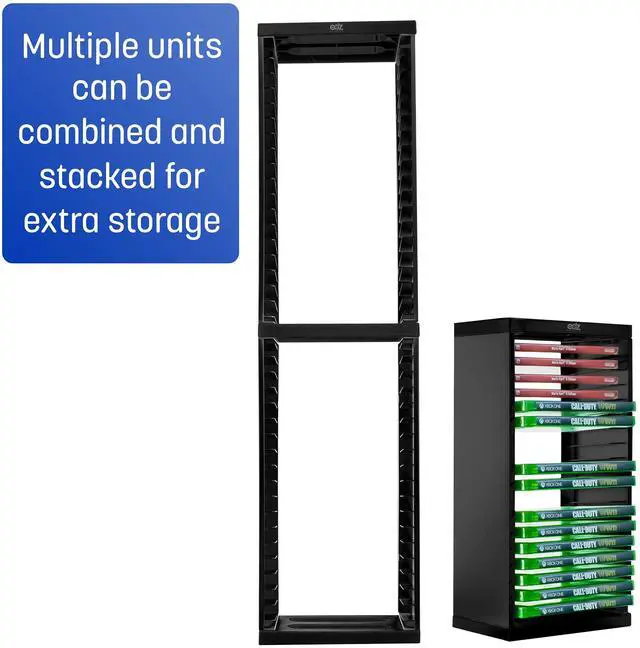 Alt view image 6 of 7 - Game Storage Tower Stores 36 Games or Blu-Ray Disks Game Holder Rack for PS4, PS5, Xbox One, Xbox Series X/S Games and Blu-Ray Discs (Black)