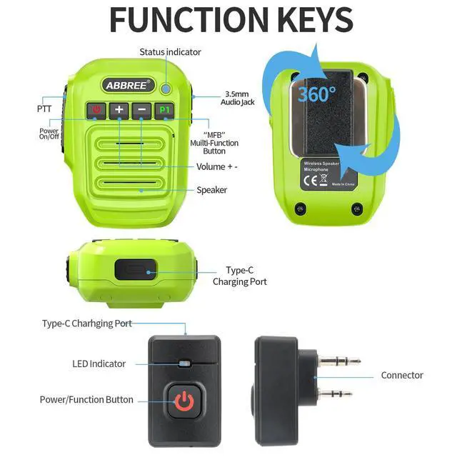 Alt view image 5 of 7 - Ham Radio Wireless Handheld Speaker Mic, 2 Pin Shoulder Microphone Compatible with Baofeng 5RM UV-5R,BF-F8HP PRO,GM21,K5PLUS,GM-15Pro,UV-5G Plus AR-152 Quansheng UV-K5 8 Walkie Talkie (Green)
