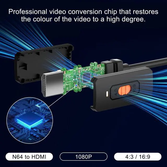 Alt view image 5 of 7 - 5.9ft N64 to HDMI Converter Converts N64 Game Console Video Signal to HDMI Signal Easily Connect the Game Console to HDTV Adapter/ConverterSupport N64/SNES/SFC/NGC 4 in 1