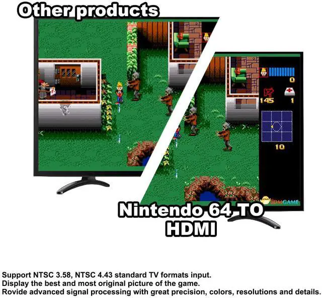 Alt view image 6 of 7 - 5.9ft N64 to HDMI Converter Converts N64 Game Console Video Signal to HDMI Signal Easily Connect the Game Console to HDTV Adapter/ConverterSupport N64/SNES/SFC/NGC 4 in 1