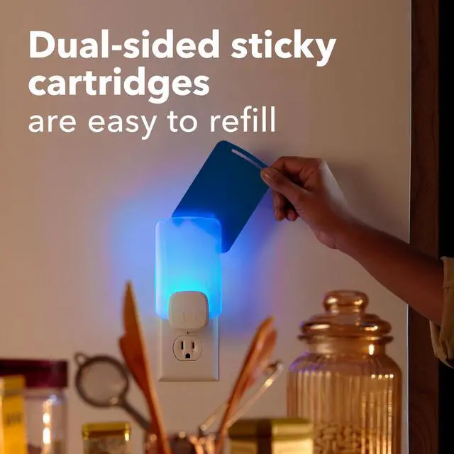 Alt view image 6 of 7 - Essentials Flying Insect Light Trap Starter Kit, 2 Plug-in Devices + 2 Cartridges, Featuring Light Powered Attraction