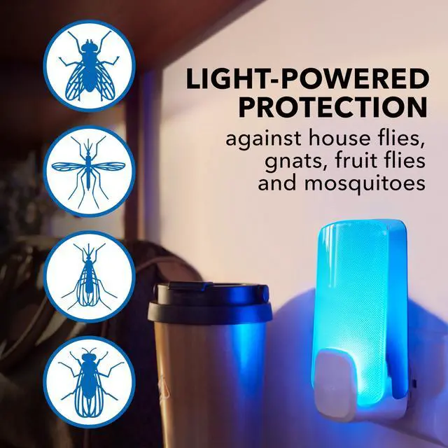 Alt view image 2 of 7 - Essentials Flying Insect Light Trap Starter Kit, 2 Plug-in Devices + 2 Cartridges, Featuring Light Powered Attraction