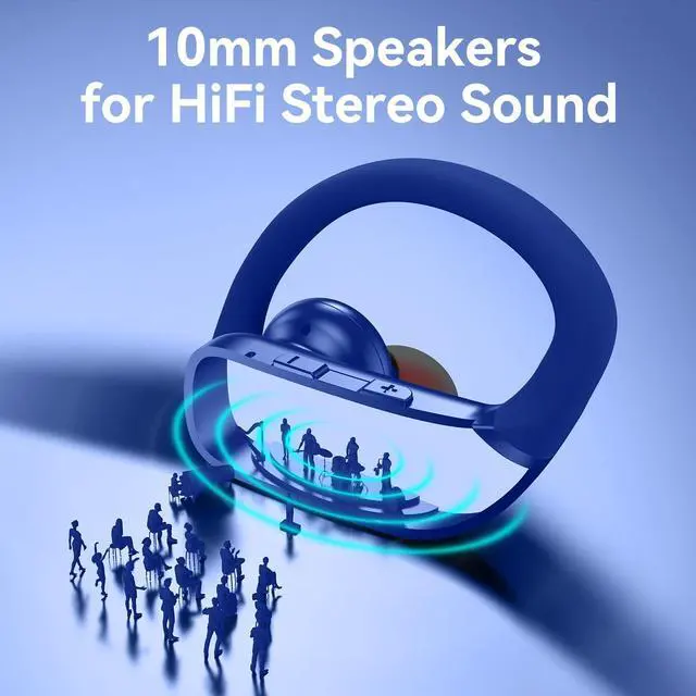 Alt view image 5 of 6 - Ear Buds Wireless Earbuds Bluetooth Headphones with 80H Playtime LED Display Case, Over-Ear Hook with Mic, Stereo Sound, Easy Button Controls, Sports Earphones for Running Workout Gym Blue