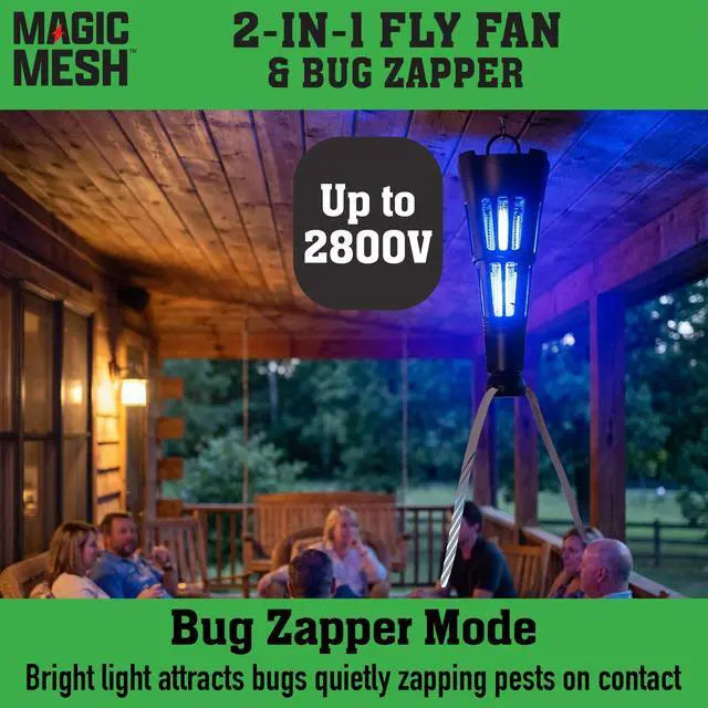 Alt view image 4 of 5 - 2-in-1 Fly Fan & Mosquito Zapper | Rechargeable Electric Outdoor & Indoor Pest Swatter & Trap Tool for Killing Bugs, Insects & More, for Patios, Camping, Cookouts & Yards | Up to 2800V