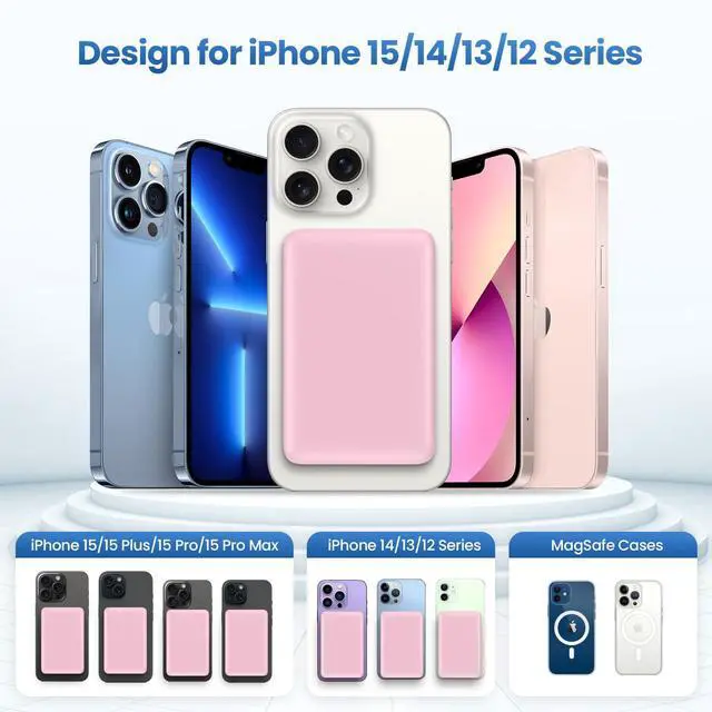 Alt view image 5 of 7 - Magnetic Portable Charger 10800mah for Magsafe Battery Pack, Wireless Power Bank with USB C in&out PD Fast Charging,Travel Essential Phone Battery Charger For iPhone 17/16/15/14/13/12 Series-Pink