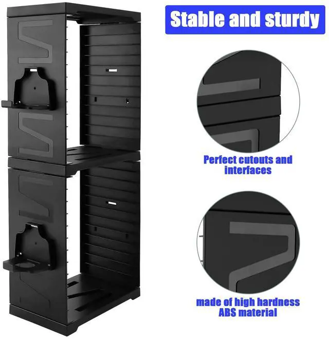 Alt view image 3 of 7 - Game Storage Tower for PS5/PS4/Xbox Series S & X - Universal Video Game Disc Organizer with 24 PCS Holders, 4 Controller Slots & Stand Rack Accessories - Black
