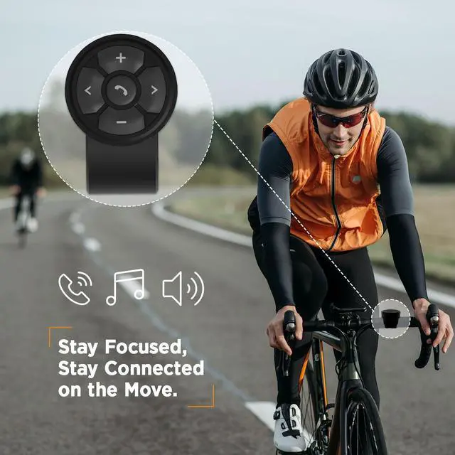 Main image of Bluetooth Media Button Remote Control IPX6 Waterproof Strap Type Wireless Controller for Car Bike Motorbike Steering Wheel Siri Call & Camera Compatible for iPhone Samsung Galaxy Any Android Device
