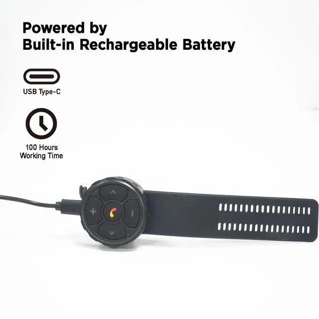 Alt view image 4 of 6 - Bluetooth Media Button Remote Control IPX6 Waterproof Strap Type Wireless Controller for Car Bike Motorbike Steering Wheel Siri Call & Camera Compatible for iPhone Samsung Galaxy Any Android Device