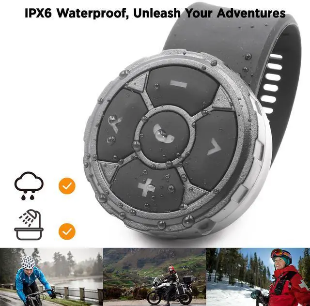 Alt view image 2 of 6 - Bluetooth Media Button Remote Control IPX6 Waterproof Strap Type Wireless Controller for Car Bike Motorbike Steering Wheel Siri Call & Camera Compatible for iPhone Samsung Galaxy Any Android Device