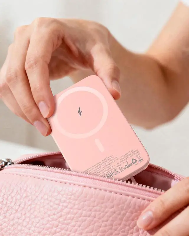 Alt view image 3 of 7 - Wireless Portable Charger, 10000mAh Magnetic Power Bank with Type-C Cable, 22.5W PD Fast Charging Output Portable Battery Pack for iPhone 17/16/15/14/13/12/ All Series, Pink