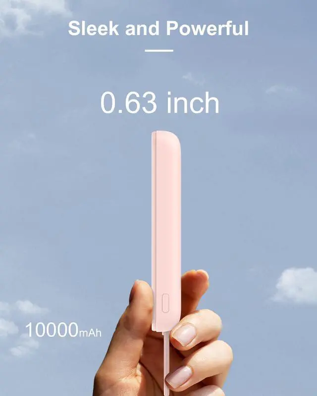 Alt view image 5 of 7 - Wireless Portable Charger, 10000mAh Magnetic Power Bank with Type-C Cable, 22.5W PD Fast Charging Output Portable Battery Pack for iPhone 17/16/15/14/13/12/ All Series, Pink