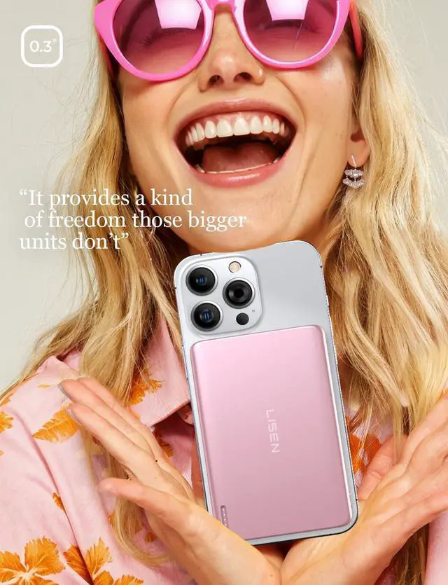 Alt view image 3 of 6 - 0.3 Ultra Slim MagSafe Portable Charger,5000mAh Wireless Card Slim MagSafe Battery Pack iPhone 17 Air Accessories,Magnetic Power Bank for iPhone 17 Pro Max Plus Air/16/15/14/13/12Pink