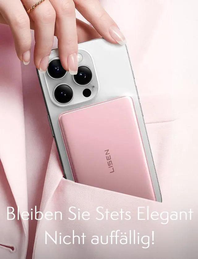 Alt view image 6 of 6 - 0.3 Ultra Slim MagSafe Portable Charger,5000mAh Wireless Card Slim MagSafe Battery Pack iPhone 17 Air Accessories,Magnetic Power Bank for iPhone 17 Pro Max Plus Air/16/15/14/13/12Pink