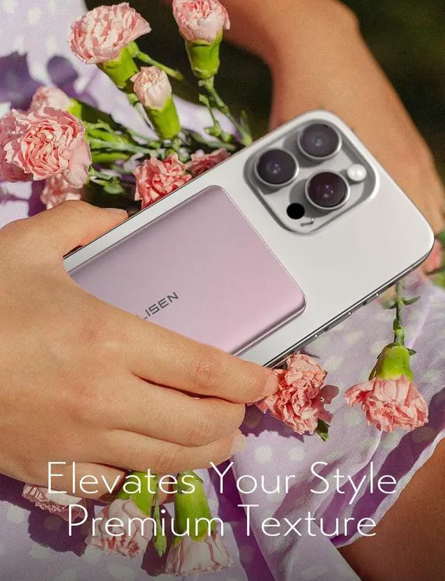 Alt view image 4 of 6 - 0.3 Ultra Slim MagSafe Portable Charger,5000mAh Wireless Card Slim MagSafe Battery Pack iPhone 17 Air Accessories,Magnetic Power Bank for iPhone 17 Pro Max Plus Air/16/15/14/13/12Pink