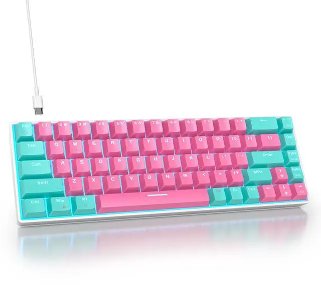 Main image of 65% Percent Gaming Keyboard Mechanical with Linear Red Switch, 68-Keys Pink Mini Gaming Keyboard 60 Percent LED Light Backlit PBT Keycaps for Laptop Desktop PC Gamers (68 Miami)