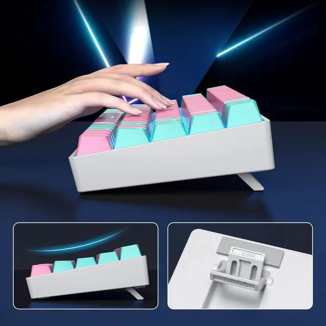 Alt view image 6 of 6 - 65% Percent Gaming Keyboard Mechanical with Linear Red Switch, 68-Keys Pink Mini Gaming Keyboard 60 Percent LED Light Backlit PBT Keycaps for Laptop Desktop PC Gamers (68 Miami)