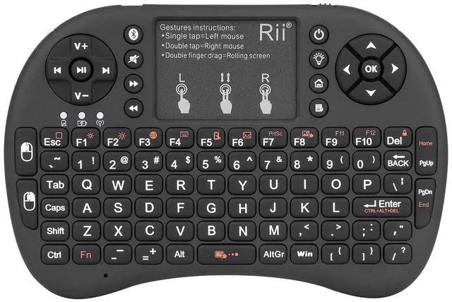 Main image of 2.4GHz Mini Wireless Keyboard with TouchpadQWERTY Keyboard, Backlit Portable with Remote Control for Laptop/PC/Tablets/Windows/Mac/TV/Xbox/PS3/Raspberry Pi .(Black)