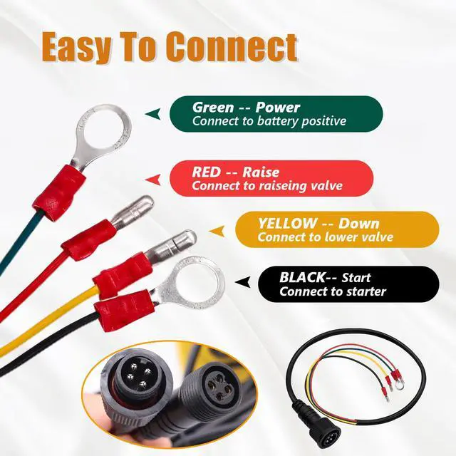 Alt view image 3 of 6 - 4 Wire Dump Trailer Remote Control Switch 12V DC Up Down Control Switch Double Acting Hydraulic Pump Power Unit for Truck Lift Gate Cranes Wrecker M-G018-4W