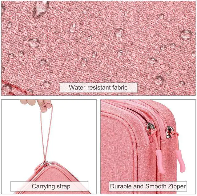 Alt view image 2 of 5 - Electronic Organizer, Extra Large Travel Cable Organizer Bag Pouch Portable Waterproof Double Layers All-in-One Storage Bag for iPad, Cable, Power Bank, Laptop Charger for Office/Home, Pink