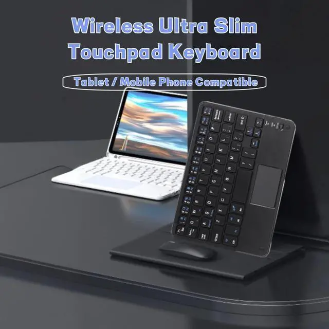 Alt view image 2 of 7 - 7 Inch Keyboard with Touchpad, Mini Bluetooth Touchpad Keyboard, Ultra-Slim Keypad for Tablets, Smartphones, Laptops, Desktop, Computers - Automatic Sleep Design