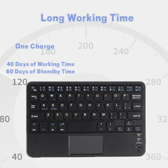 Alt view image 5 of 7 - 7 Inch Keyboard with Touchpad, Mini Bluetooth Touchpad Keyboard, Ultra-Slim Keypad for Tablets, Smartphones, Laptops, Desktop, Computers - Automatic Sleep Design