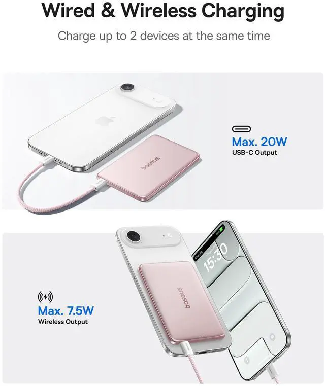 Alt view image 4 of 7 - Picogo Power Bank, 0.3" Ultra Slim 5000mAh MagSafe Battery Pack, Upgraded CCC Certified and Polished Alloy Magnetic Portable Charger, Wireless Charger for iPhone 17/16/15/14/13/12