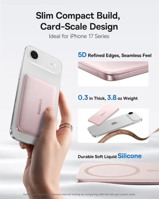 Alt view image 2 of 7 - Picogo Power Bank, 0.3" Ultra Slim 5000mAh MagSafe Battery Pack, Upgraded CCC Certified and Polished Alloy Magnetic Portable Charger, Wireless Charger for iPhone 17/16/15/14/13/12