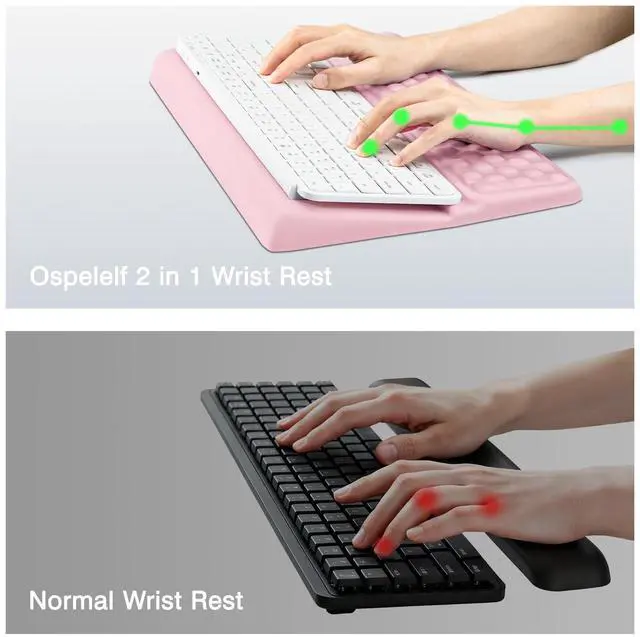Alt view image 6 of 6 - Keyboard Wrist Rest Pad, Comfy Ergonomic Keyboard Stand Riser Holder, Computer Wrist Support Cushion forTyping, Light Pink