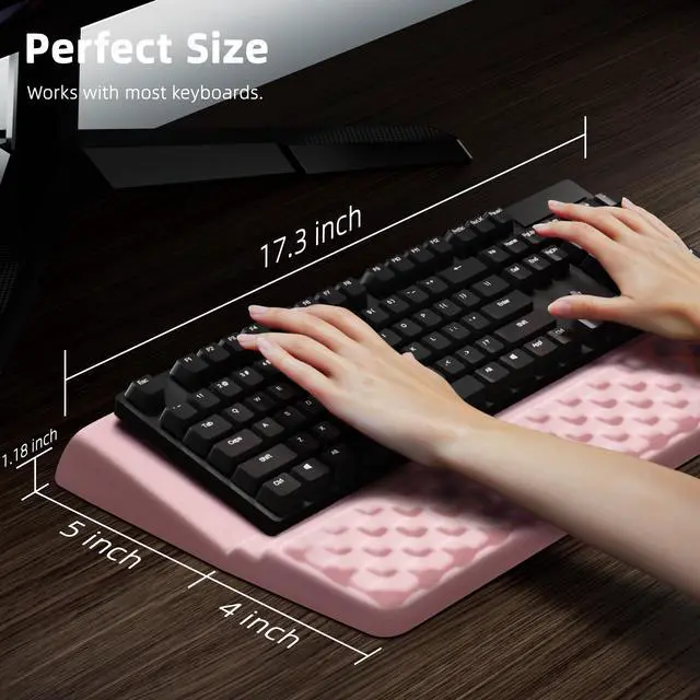Alt view image 5 of 6 - Keyboard Wrist Rest Pad, Comfy Ergonomic Keyboard Stand Riser Holder, Computer Wrist Support Cushion forTyping, Light Pink