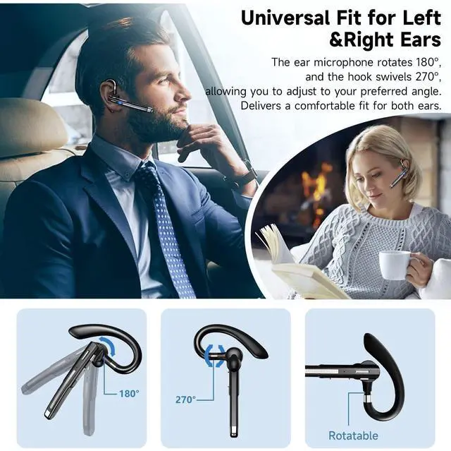 Alt view image 6 of 6 - Bluetooth Earpiece V6.1,Single-Ear Bluetooth Headset with USB Dongle,10H Talk Time and 4H Playtime via USB,Wireless Handsfree Headset with Mic for Android,iOS,Laptop,Office,Truck Driver