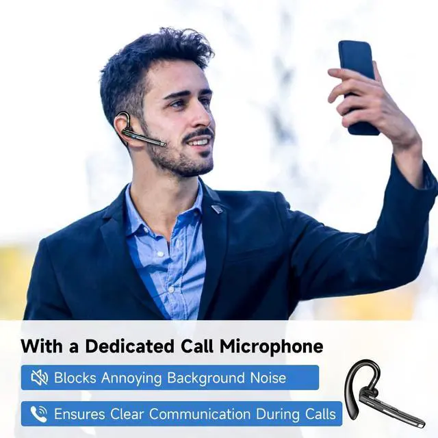 Main image of Bluetooth Earpiece V6.1,Single-Ear Bluetooth Headset with USB Dongle,10H Talk Time and 4H Playtime via USB,Wireless Handsfree Headset with Mic for Android,iOS,Laptop,Office,Truck Driver
