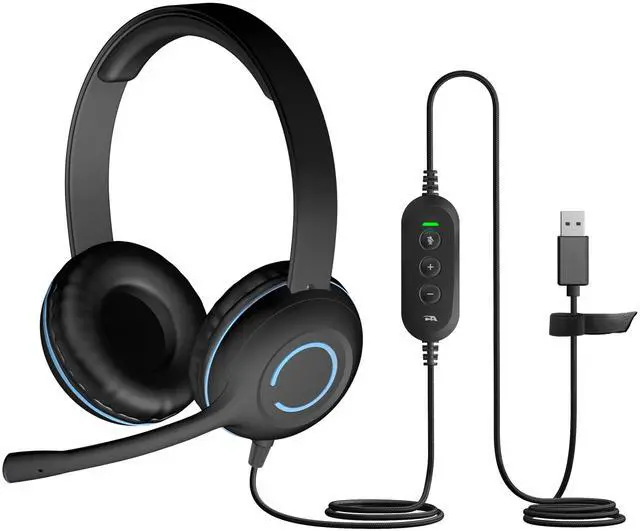 Main image of Stereo USB Headset (AC-5008A), in-line Controls for Volume & Mic Mute, Adjustable Mic Boom for PC & Mac, Perfect for Classroom or Home