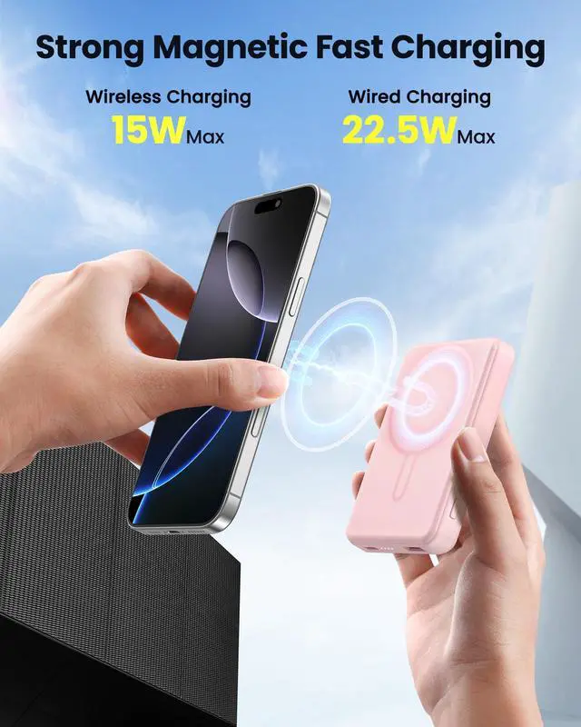 Alt view image 2 of 7 - for Magsafe Battery Pack 12000mAh Magnetic Power Bank Portable Charger 20W USB C Fast Charging Wireless Charger for iPhone 17/16/15/14/13/12