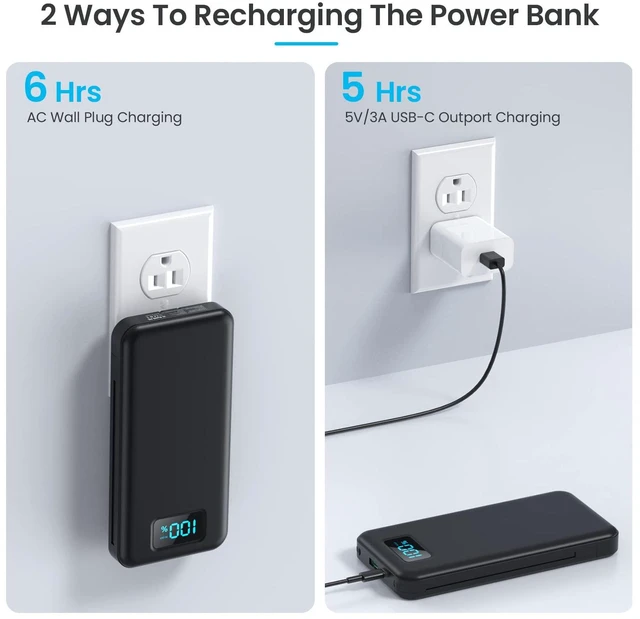 Alt view image 3 of 7 - Portable Charger for iPhone with Built-in Cables and Wall Plug,Upgraded 13800mAh Fast Charging USB C Power Bank,4 Outputs Slim Travel Essential Battery Pack for iPhone 17/16/15/14/13,Galaxy,Android