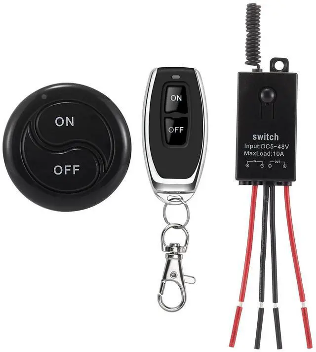 Main image of Mini Wireless Switch 12V,5V/12V/48V/10A Relay Remote Switch for Lights,328FT Long Range for Ceiling Lights, Lamps, Industrial Control and Security Fields.